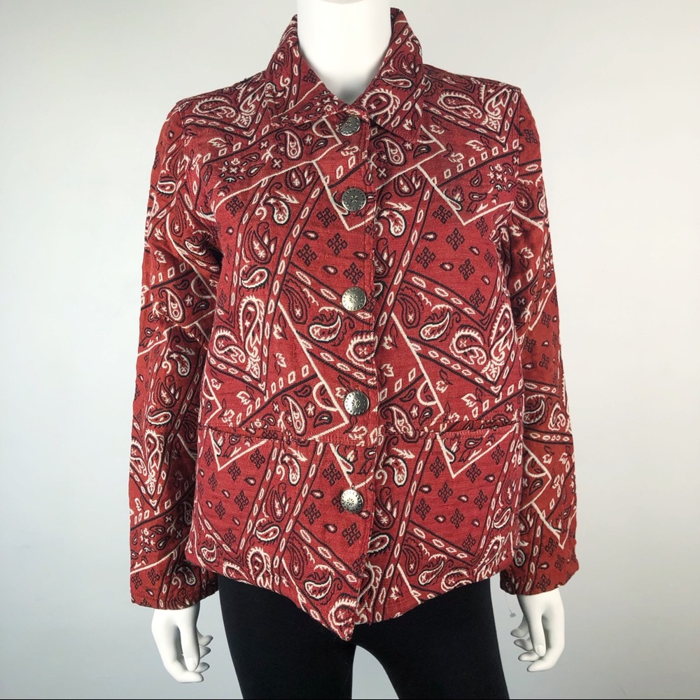 Vintage Red Bandana Paisley Jacket Size Medium